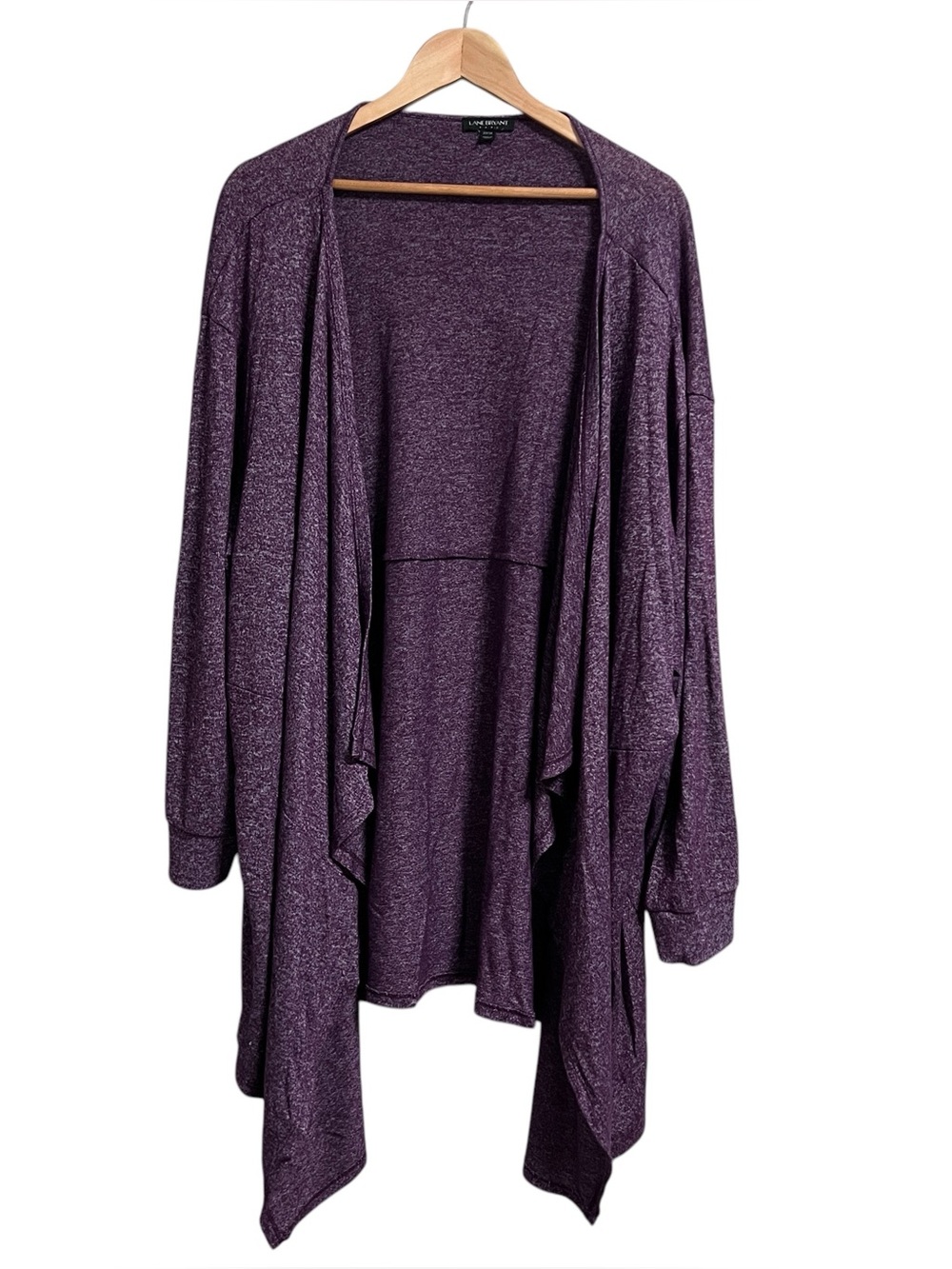 Lane Bryant Heathered Plum Open-Front Drape Cardigan